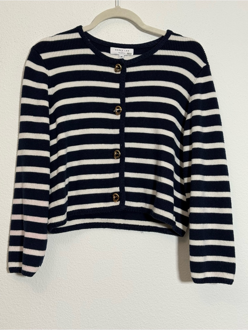 Derek Lam Collective Striped Cropped Cardigan Nautical Coastal Grandmacore